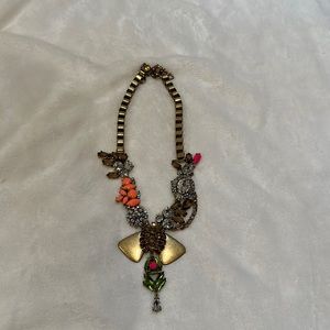 J Crew Vintage Looking Statement Necklace Aurora Borealis Crystals